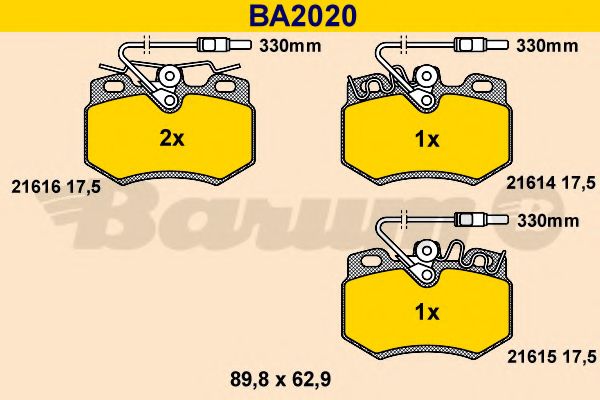 BARUM - BA2020 - Комплект тормозных колодок, дисковый тормоз (Тормозная система)