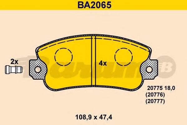 BARUM - BA2065 - Комплект тормозных колодок, дисковый тормоз (Тормозная система)