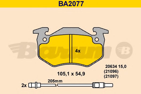 BARUM - BA2077 - Комплект тормозных колодок, дисковый тормоз (Тормозная система)