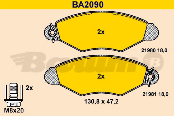 BARUM - BA2090 - Комплект тормозных колодок, дисковый тормоз (Тормозная система)