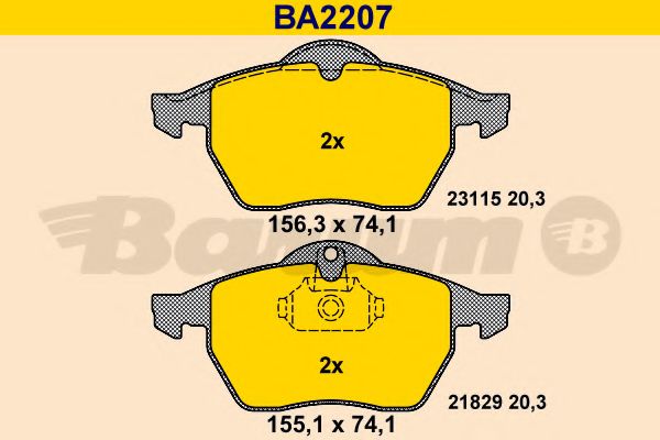 BARUM - BA2207 - Комплект тормозных колодок, дисковый тормоз (Тормозная система)