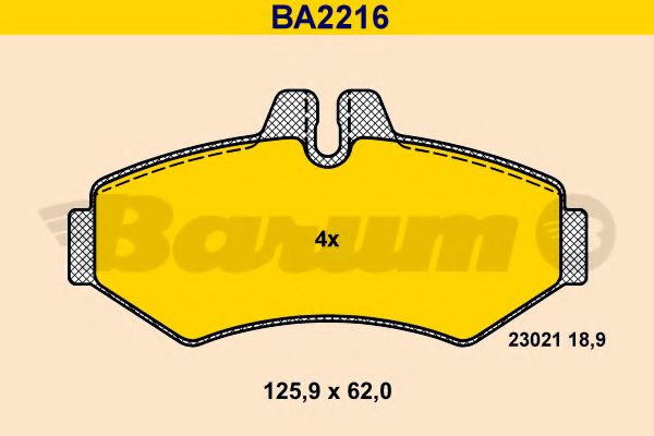 BARUM - BA2216 - Комплект тормозных колодок, дисковый тормоз (Тормозная система)