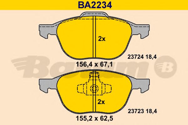 BARUM - BA2234 - Комплект тормозных колодок, дисковый тормоз (Тормозная система)