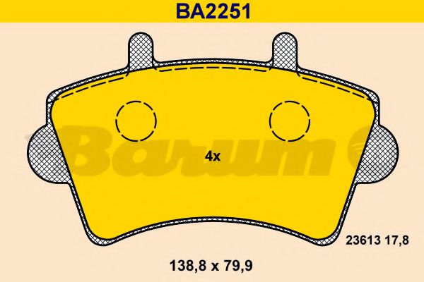 BARUM - BA2251 - Комплект тормозных колодок, дисковый тормоз (Тормозная система)