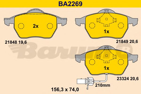 BARUM - BA2269 - Комплект тормозных колодок, дисковый тормоз (Тормозная система)