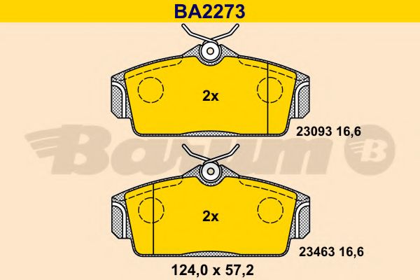 BARUM - BA2273 - Комплект тормозных колодок, дисковый тормоз (Тормозная система)