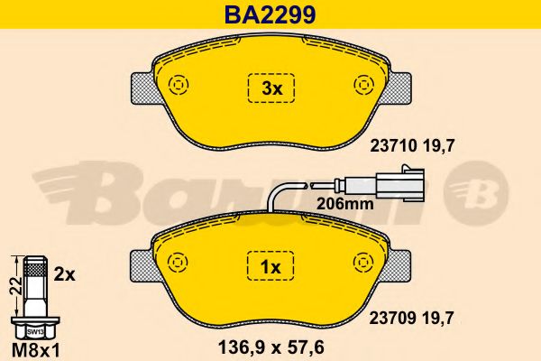 BARUM - BA2299 - Комплект тормозных колодок, дисковый тормоз (Тормозная система)