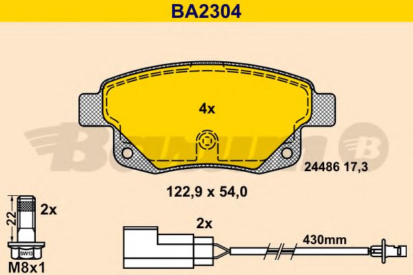 BARUM - BA2304 - Комплект тормозных колодок, дисковый тормоз (Тормозная система)