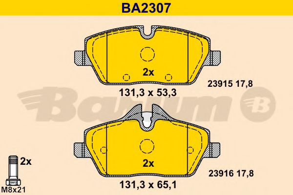 BARUM - BA2307 - Комплект тормозных колодок, дисковый тормоз (Тормозная система)