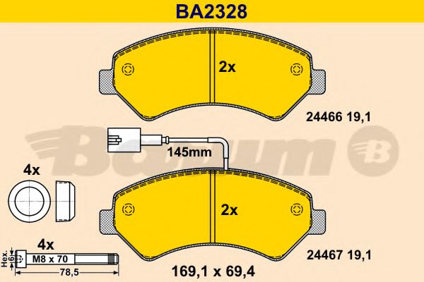 BARUM - BA2328 - Комплект тормозных колодок, дисковый тормоз (Тормозная система)