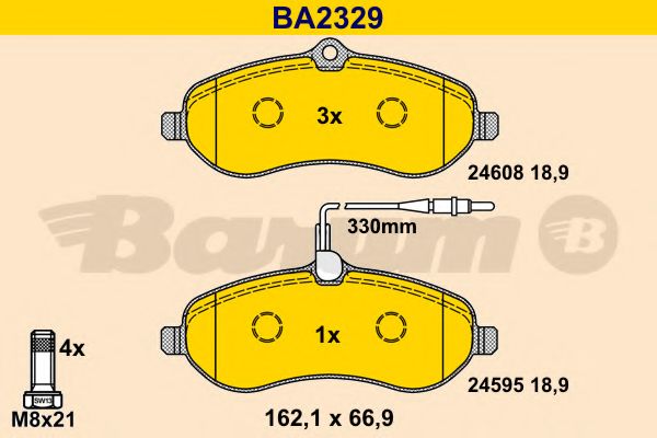 BARUM - BA2329 - Комплект тормозных колодок, дисковый тормоз (Тормозная система)