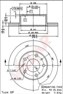 VILLAR - 628.0290 - Тормозной диск (Тормозная система)