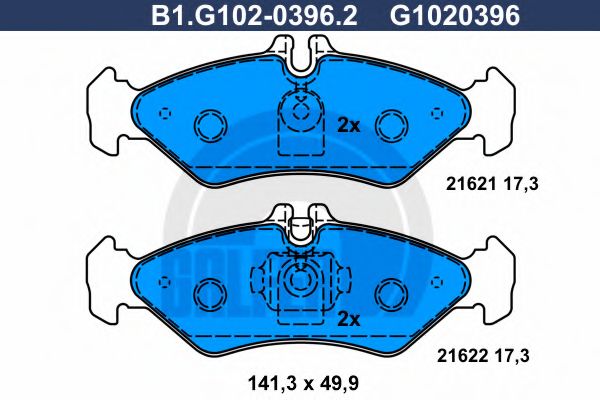 GALFER - B1.G102-0396.2 - Комплект тормозных колодок, дисковый тормоз (Тормозная система)