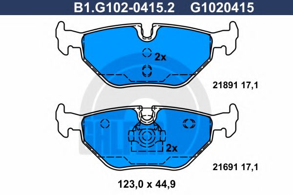 GALFER - B1.G102-0415.2 - Комплект тормозных колодок, дисковый тормоз (Тормозная система)