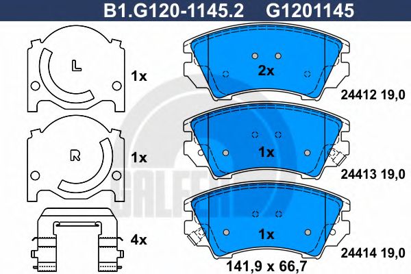 GALFER - B1.G120-1145.2 - Комплект тормозных колодок, дисковый тормоз (Тормозная система)