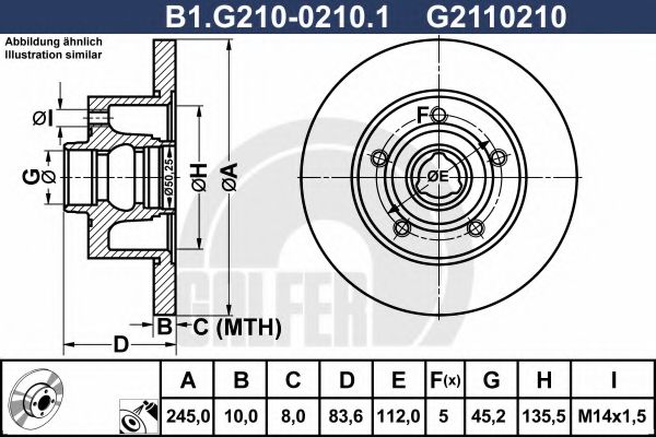 GALFER - B1.G210-0210.1 - Тормозной диск (Тормозная система)