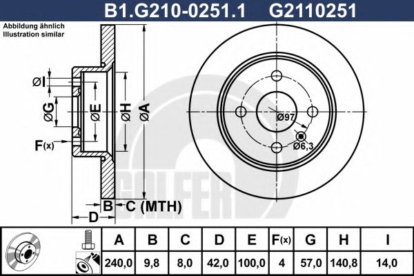 GALFER - B1.G210-0251.1 - Тормозной диск (Тормозная система)