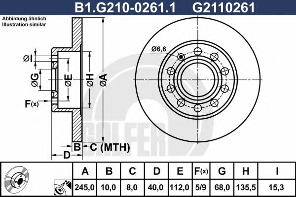 GALFER - B1.G210-0261.1 - Тормозной диск (Тормозная система)