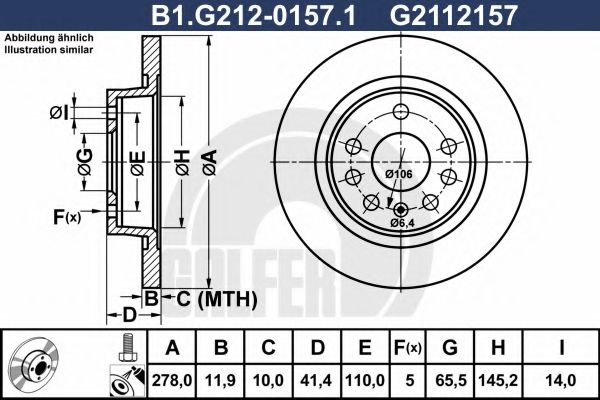 GALFER - B1.G212-0157.1 - Тормозной диск (Тормозная система)