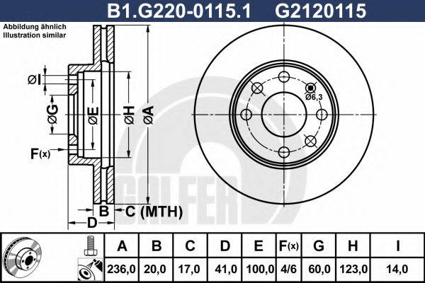 GALFER - B1.G220-0115.1 - Тормозной диск (Тормозная система)