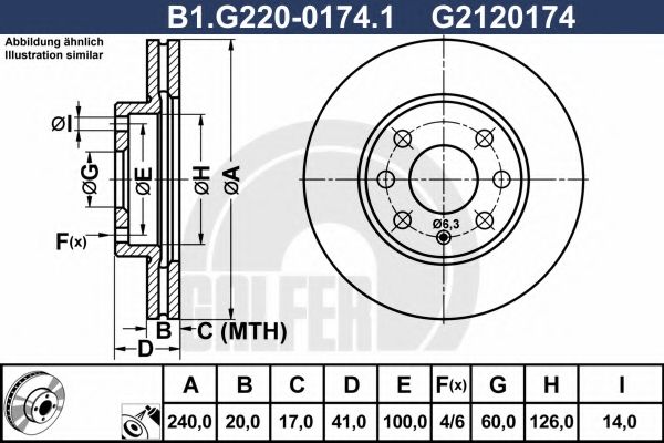 GALFER - B1.G220-0174.1 - Тормозной диск (Тормозная система)