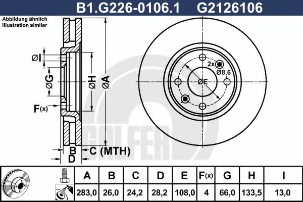 GALFER - B1.G226-0106.1 - Тормозной диск (Тормозная система)