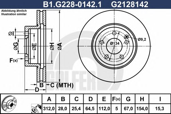 GALFER - B1.G228-0142.1 - Тормозной диск (Тормозная система)