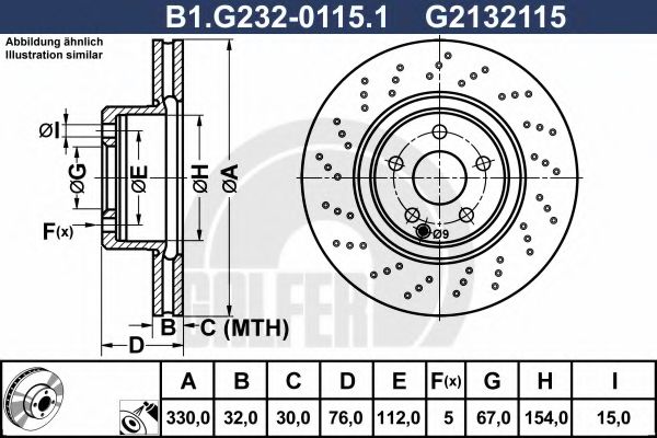 GALFER - B1.G232-0115.1 - Тормозной диск (Тормозная система)