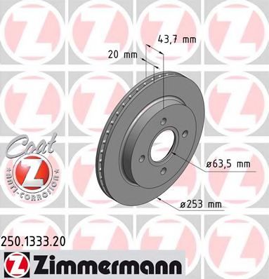 ZIMMERMANN - 250.1333.20 - Тормозной диск (Тормозная система)