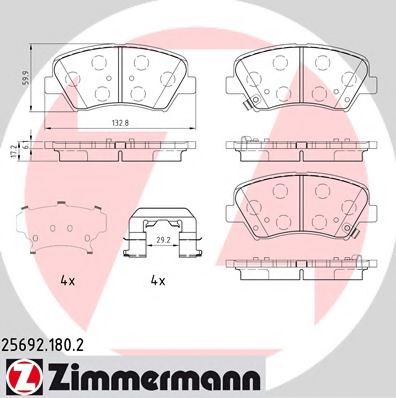 ZIMMERMANN - 25692.180.2 - Комплект тормозных колодок, дисковый тормоз (Тормозная система)