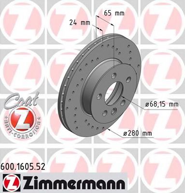 ZIMMERMANN - 600.1605.52 - Тормозной диск (Тормозная система)