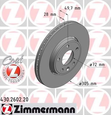 ZIMMERMANN - 430.2602.20 - Тормозной диск (Тормозная система)