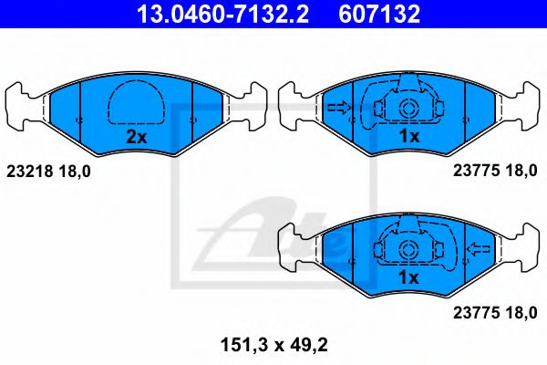 ATE - 13.0460-7132.2 - Комплект тормозных колодок, дисковый тормоз (Тормозная система)