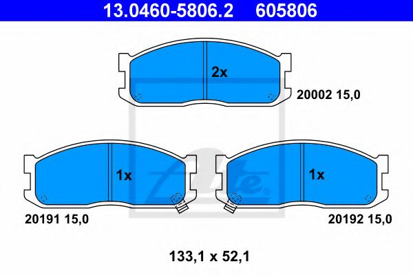 ATE - 13.0460-5806.2 - Комплект тормозных колодок, дисковый тормоз (Тормозная система)