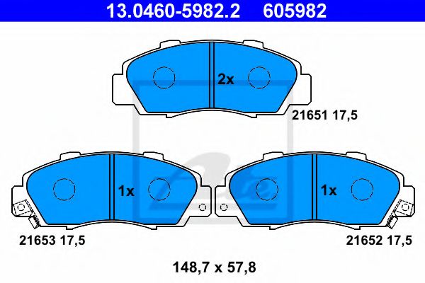 ATE - 13.0460-5982.2 - Комплект тормозных колодок, дисковый тормоз (Тормозная система)