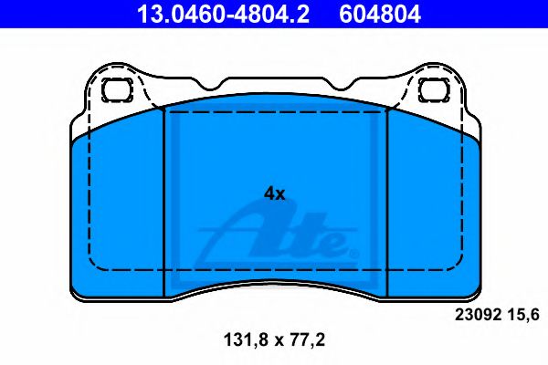 ATE - 13.0460-4804.2 - Комплект тормозных колодок, дисковый тормоз (Тормозная система)
