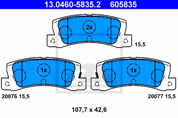 ATE - 13.0460-5835.2 - Комплект тормозных колодок, дисковый тормоз (Тормозная система)