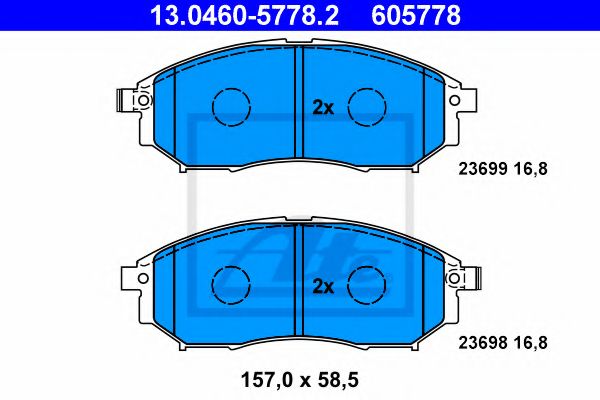 ATE - 13.0460-5778.2 - Комплект тормозных колодок, дисковый тормоз (Тормозная система)