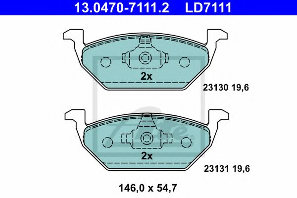 ATE - 13.0470-7111.2 - Комплект тормозных колодок, дисковый тормоз (Тормозная система)