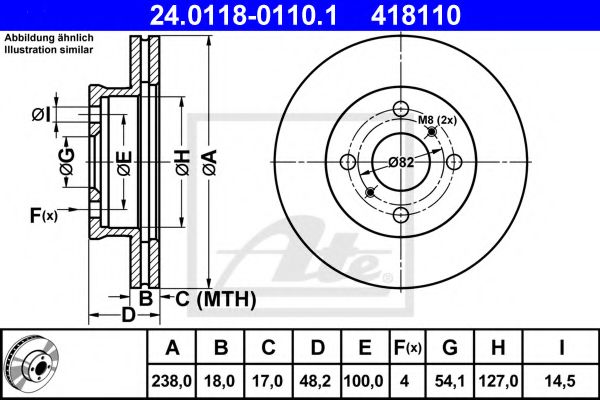 ATE - 24.0118-0110.1 - Тормозной диск (Тормозная система)