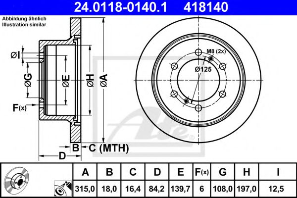 ATE - 24.0118-0140.1 - Тормозной диск (Тормозная система)