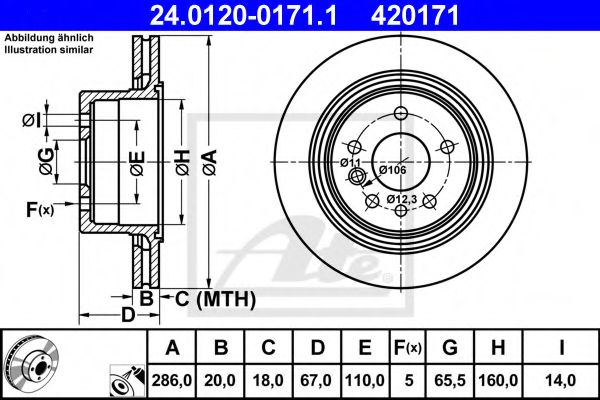 ATE - 24.0120-0171.1 - Тормозной диск (Тормозная система)