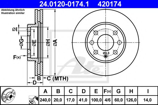 ATE - 24.0120-0174.1 - Тормозной диск (Тормозная система)