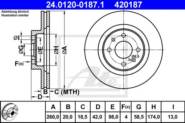 ATE - 24.0120-0187.1 - Тормозной диск (Тормозная система)