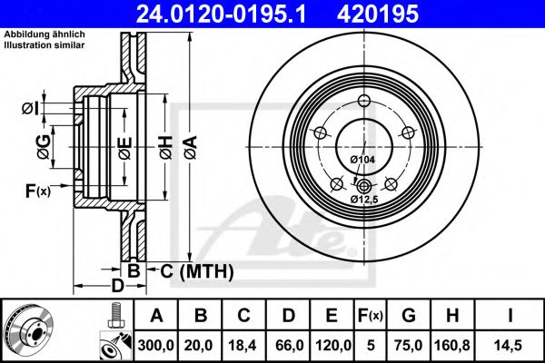 ATE - 24.0120-0195.1 - Тормозной диск (Тормозная система)