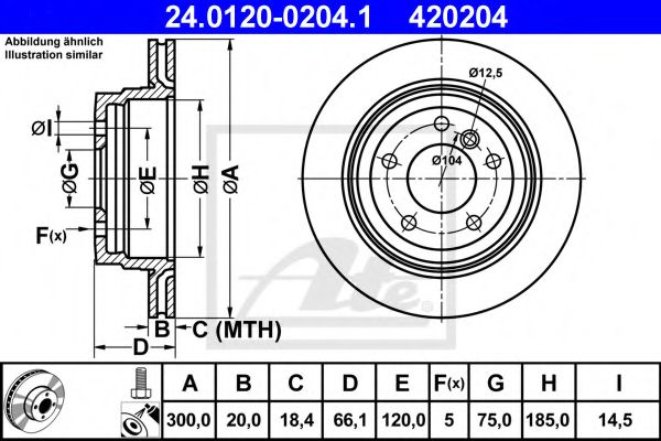 ATE - 24.0120-0204.1 - Тормозной диск (Тормозная система)