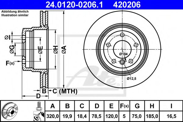 ATE - 24.0120-0206.1 - Тормозной диск (Тормозная система)