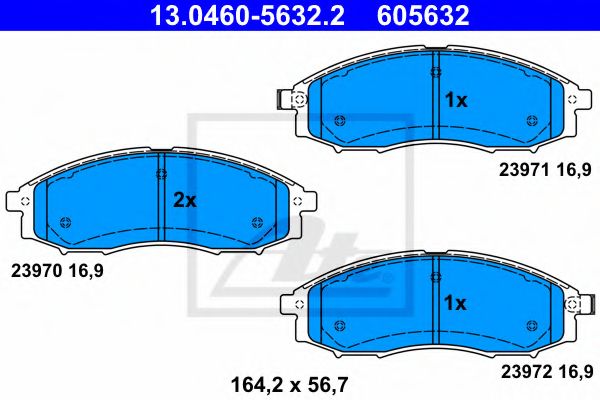 ATE - 13.0460-5632.2 - Комплект тормозных колодок, дисковый тормоз (Тормозная система)