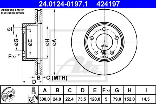 ATE - 24.0124-0197.1 - Тормозной диск (Тормозная система)