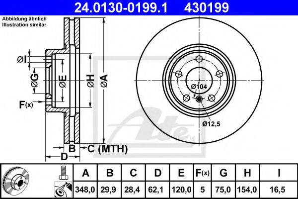 ATE - 24.0130-0199.1 - Тормозной диск (Тормозная система)